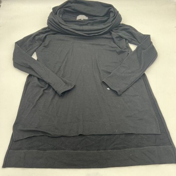 Michael Stars Deep Cowl Neck Knit Top Black High Low Side Slit Small - Picture 1 of 4